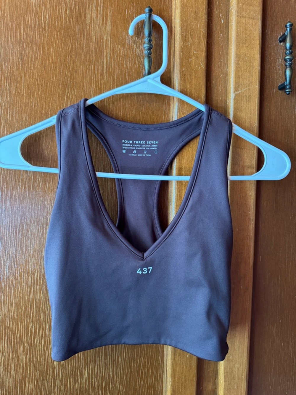 Four Three Seven (437) Brown V-Neck Cropped Sports Tank